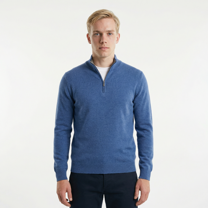 Merino Wollen Heren V-Hals Trui met Rits