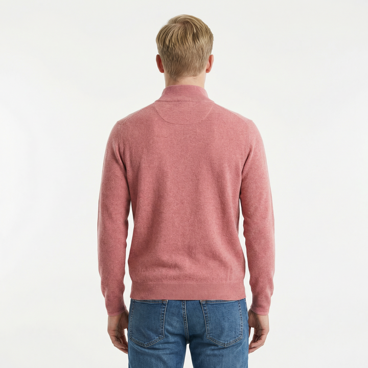 Merino Wollen Heren V-Hals Trui met Rits