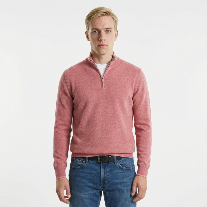 Merino Wollen Heren V-Hals Trui met Rits